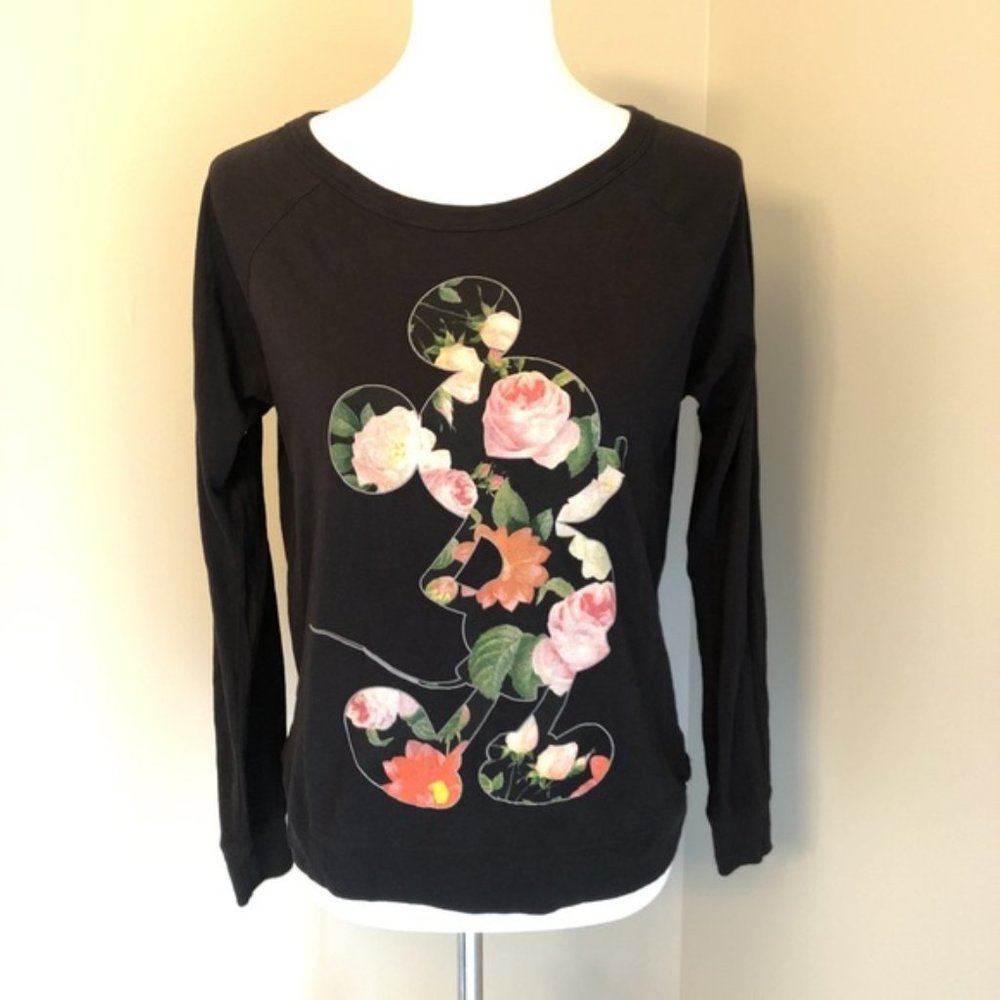 Mickey floral silhouette long sleeve tee